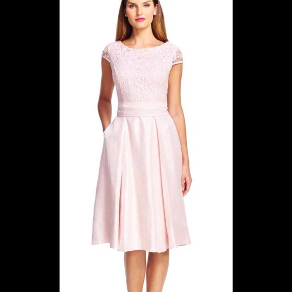 Adrianna Papell cap sleeve blush pink dress sz 12.